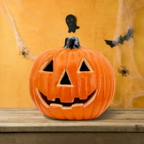 Eolstice Large Halloween Pumpkin Lantern with Carved Design, LED Illuminated Decor for Indoor/Outdoor, Festive Display for Porch, Yard, and Party Settings During Celebrations