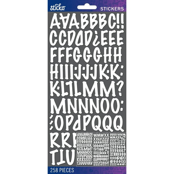 Sticko Alphabet Stickers-Alpha Medium Stickers -White Marker