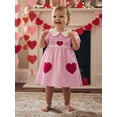 thumbnail image 6 of BemeyourBBs Kids Toddler Baby Girls Valentines Dress Outfit Little Girl Spring Summer Clothes Puff Short Sleeve Doll Collar Heart Embroidery A Line Dress, 6 of 9