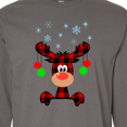 thumbnail image 4 of Inktastic Cute Flannel Reindeer with Christmas Bulbs and Snowflakes Long Sleeve T-Shirt, 4 of 5