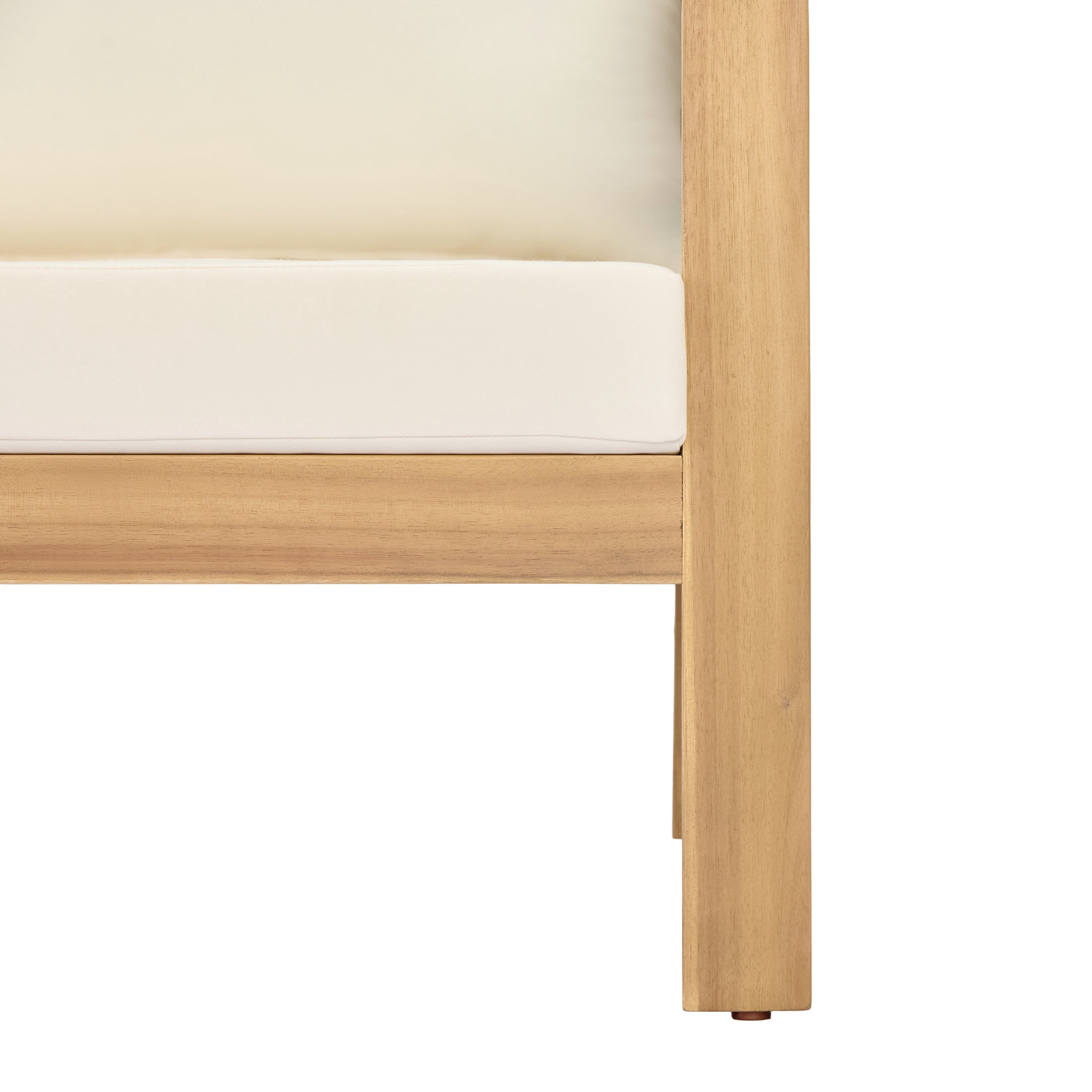 Christopher Knight Home 76" Outdoor Acacia Wood 3-Seater Sofa with Curved Backrest, Light Teak+Beige