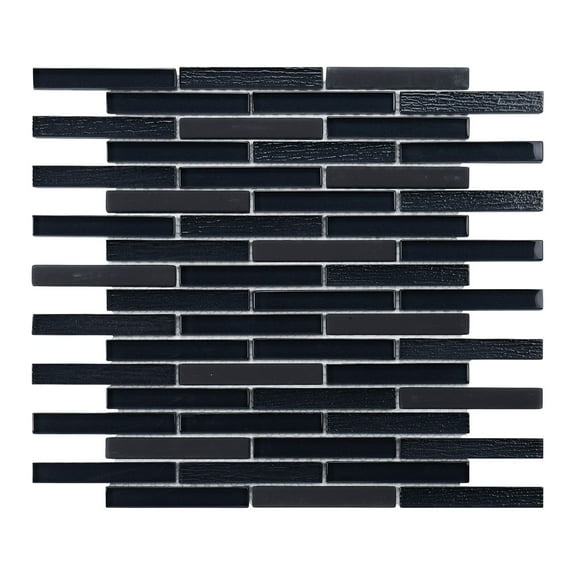 Modket TDH320MG Black Marquina Marble Stone Glass Brick Joint Mosaic Tile Kitchen Backsplash