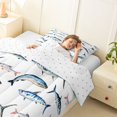 thumbnail image 4 of Feelyou Watercolor Sea Fish Twin Comforter Sets for Kids Boys Girls, Coastal Animal Bedding Set, White Blue, Reversible, 2 Pieces, 4 of 6