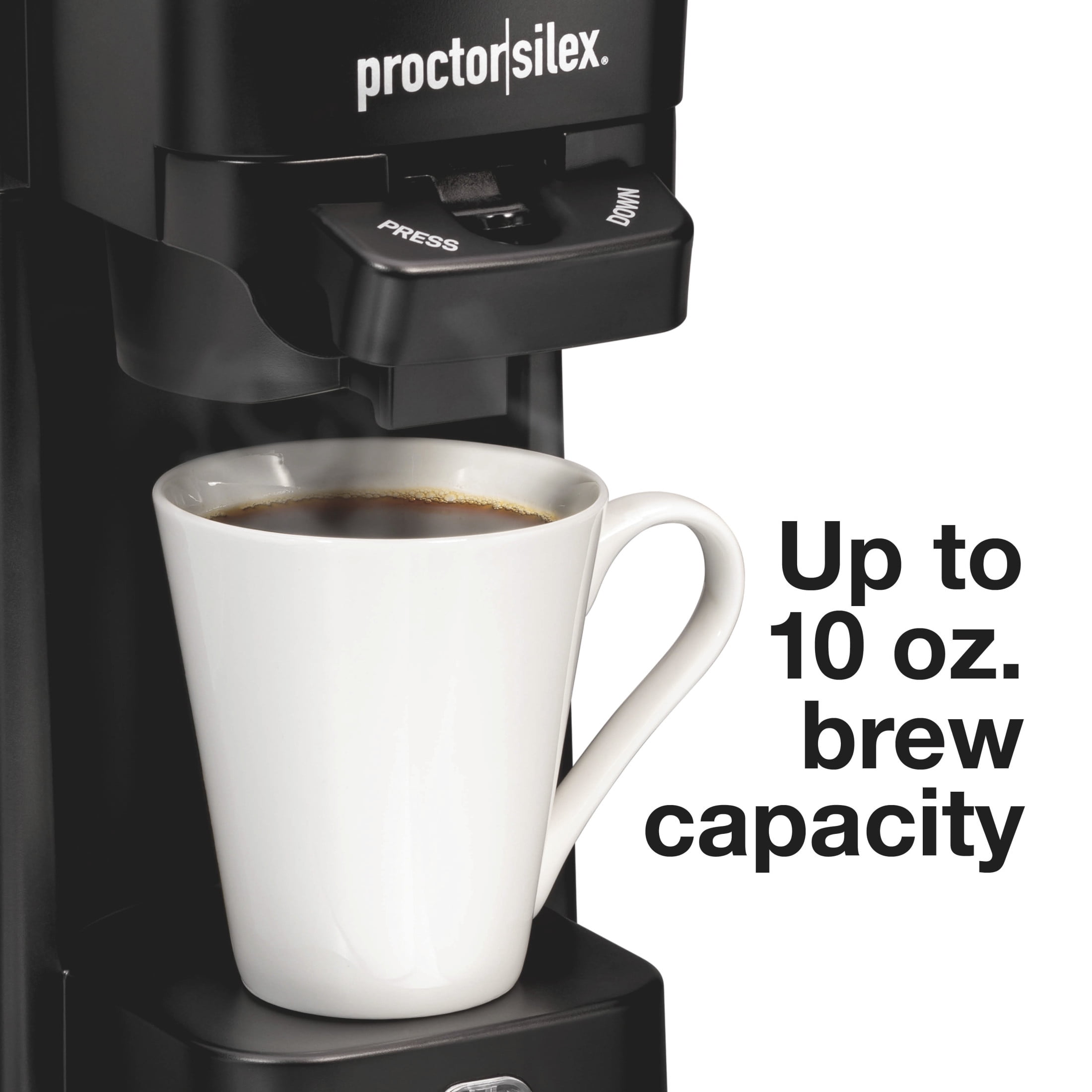 Proctor Silex Single Serve Coffee Maker, Compatible with Ground Coffee & Pods, Matte Black