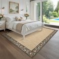 thumbnail image 4 of FairOnly 6'x9'Modern Solid Color Area Rug with Decorative Flower Frame Machine Washable Low Pile Stain Resistant Rug for Living Room Bedroom Dining Area,Brown, 4 of 6