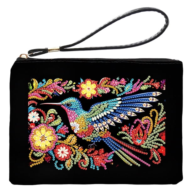 Cartera Pulsera Hecha A Mano Con Diamantes 5D Pintura DIY Monedero PU Forma Especial Parcial Regalos Dibujos Animados para Mujeres
