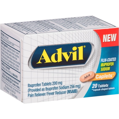 Advil Ibuprofen Pain Reliever/Fever Reducer Caplets, 200mg, 20 count