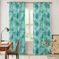 thumbnail image 4 of Teal Geometric Kitchen Curtains 84 Inch Length, Modern Morocco Abstract Art Grommet Top Bedroom Living Room Curtains, Light Filtering Cafe Curtain Drapes 2 Panels Set 84''x84'', 4 of 9
