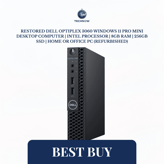 Restored Dell OptiPlex 3060 Windows 11 Pro Mini Desktop Computer | Intel Processor | 8GB RAM | 256GB SSD | Home or Office PC (Refurbished)