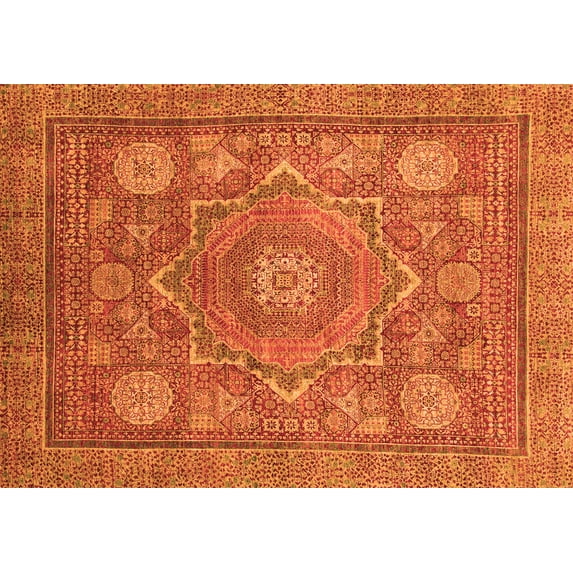 Ahgly Company Indoor Rectangle Abstract Orange Modern Area Rugs, 4' x 6'