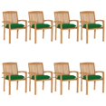 thumbnail image 1 of vidaXL Stacking Garden Chairs with Cushions 8 pcs Solid Teak Wood, 1 of 5