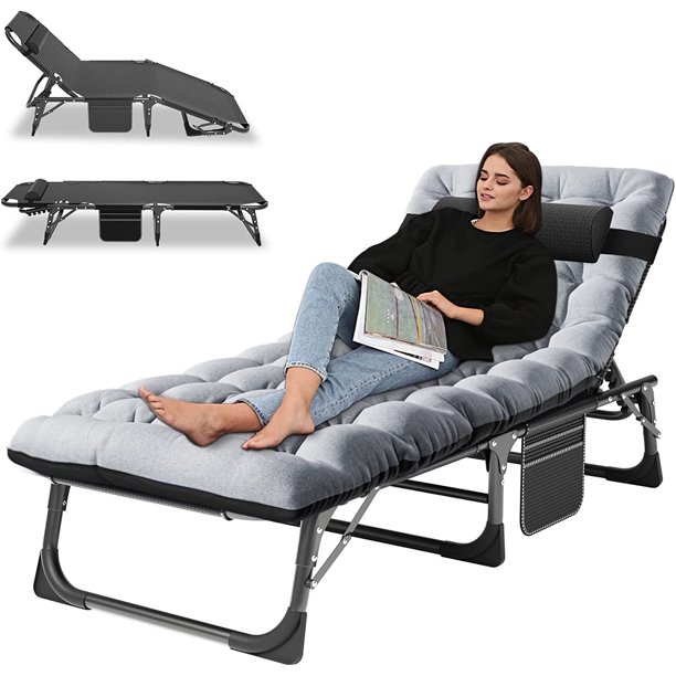 Slsy Folding Sleeping Cots Bed with 2 Sided Mattress & Pillow, Folding