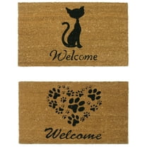 Rubber-Cal Welcome "Adorable Cat" Doormat Kit - 18" x 30" - 2 Door Mats