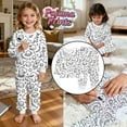 thumbnail image 2 of REDARER Kids Dinosaur DIY Doodle Print Pajama Set, Long Sleeve Two-Piece Sleepwear with Cartoon Character, Cozy & Soft Pajamas for Boys Girls,8-9 Years, 2 of 7