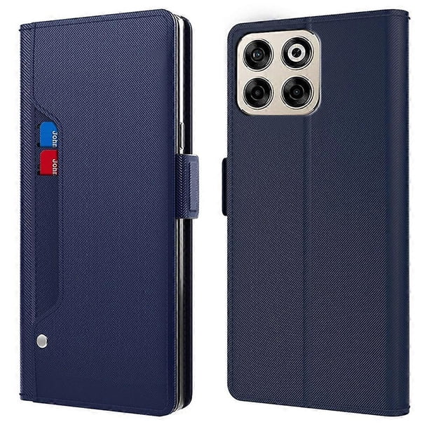 For ZTE Blade V70 Case Stand PU Leather Phone Cover Card Holder Mirror - Black