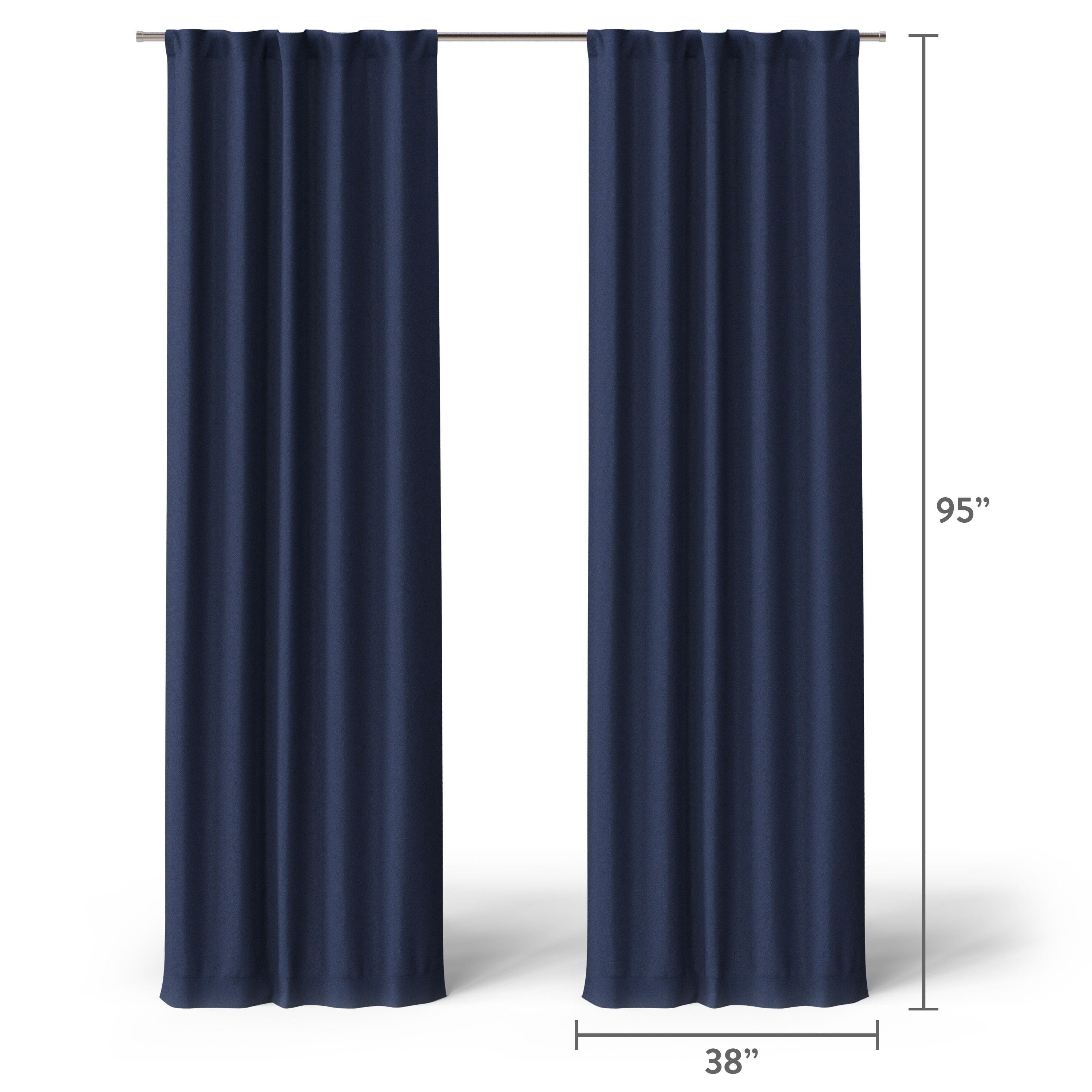 Mainstays Kids Solid Blackout Curtain Panel Pair, Navy Blue, Rod Pocket with Back Tabs, Set of 2, 30 in x 95 in