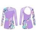 thumbnail image 3 of YEAHDOR Girls Long Sleeve Gymnastics Jumpsuit Colorful Prints Biketard Dancewear Lavender 4, 3 of 6