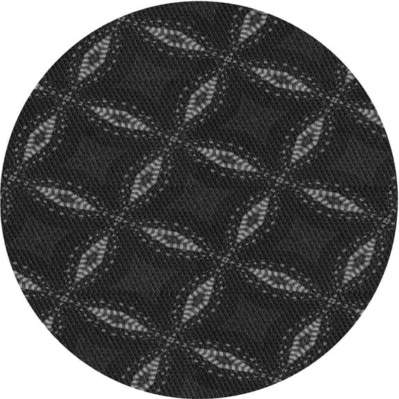 Ahgly Company Machine Washable Indoor Round Transitional Night Black Area Rugs, 7' Round
