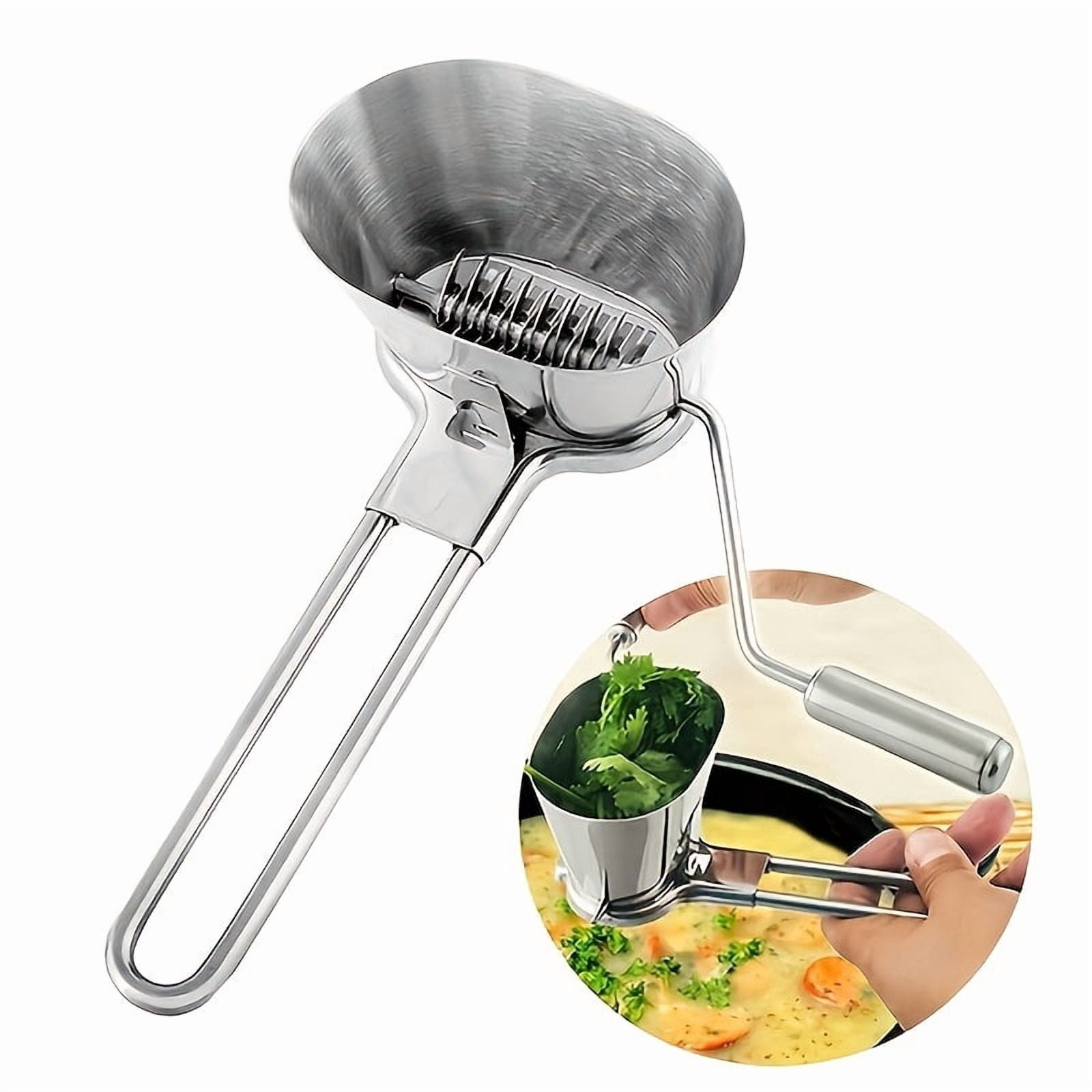 Manual Herb Chopper - a Heavy-Duty Stainless Steel Kitchen Cutter with a Pull Cord, Portable Handheld Food Processor Suitable for Herbs, Garlic, Onions, Vegetables, Nuts, Cilantro, And Parsley