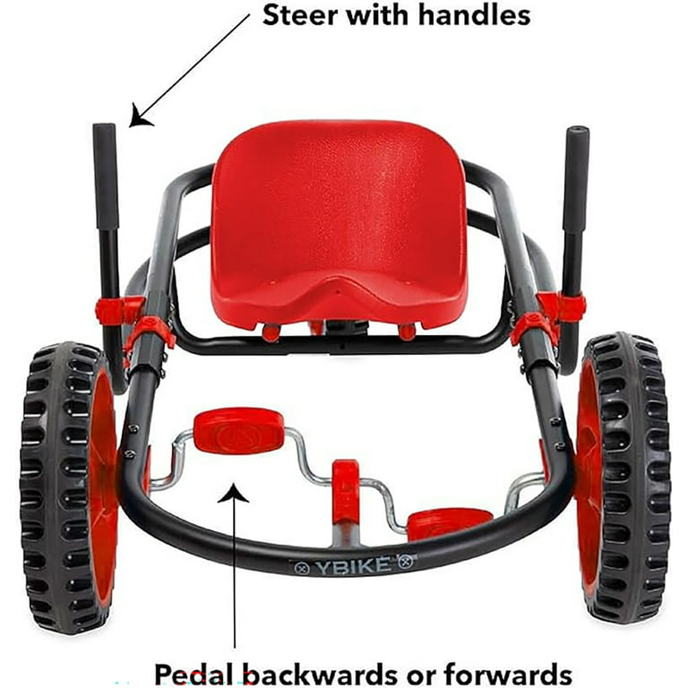 YBIKE Explorer Pedal Car, Three Wheel Go-Kart, Up to 155 lbs, Ages