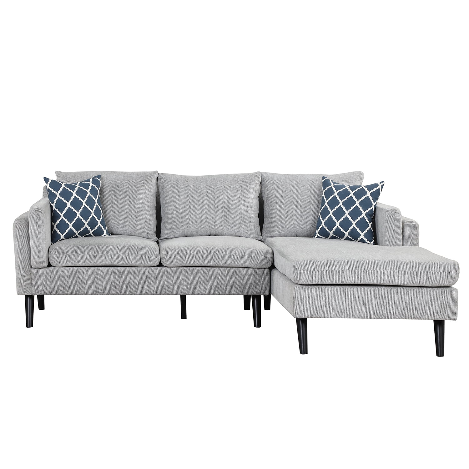 Kadyn Upholstered L-Shape Sofa Couch, 3-Seater Couch with Chaise and 2 Pillows, Modern Linen Sofa for Living Room,Apartment, Light Gray