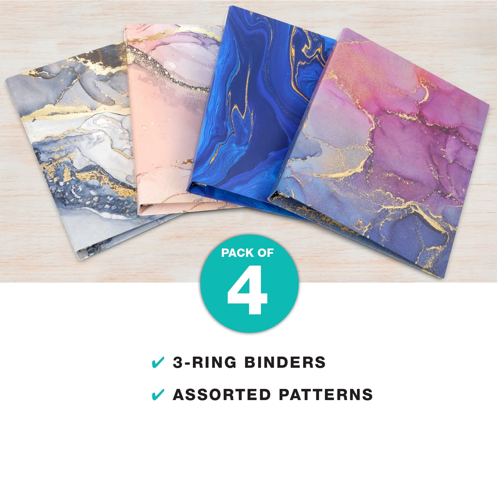 GLOBAL PRINTED PRODUCTS 4 Pack Decorative Binder (Marble Set)
