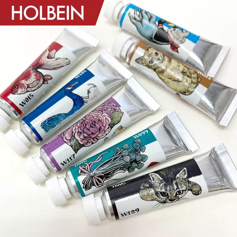 Holbein x Higuchi Yuko Artist Watercolor Paint Set, 24 Colors, 5ml Tubes - Professional HWC Watercolors for Artists & Illustrators