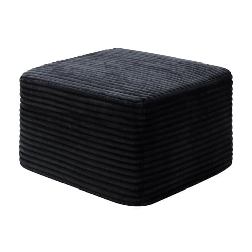 37.5" Square Corduroy Upholstered Ottoman – Soft Padded Footrest Stool, Stain-Resistant & Pet-Friendly, Multi-Functional Accent for Living Room Bedroom Decor, Black