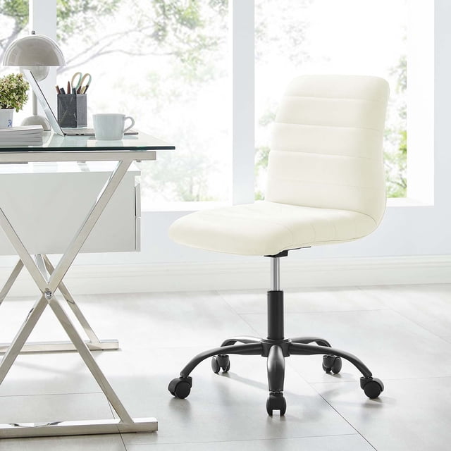 Modway Ripple Armless Vegan Leather Office Chair, Black White