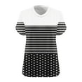 thumbnail image 4 of Staron Plus Size Summer T-Shirts for Women Striped Printed V Neck Short Sleeve Casual Loose Oversized Basic Tee, Black XXL, 4 of 4