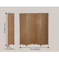 thumbnail image 7 of Folding Room Screen Dividers with 4 Panels Wood Mesh Woven Design Privacy Screens for Indoors Portable High Fiber Partition Screen Free-Standing for Home Office Bedroom Living Room, 7 of 7
