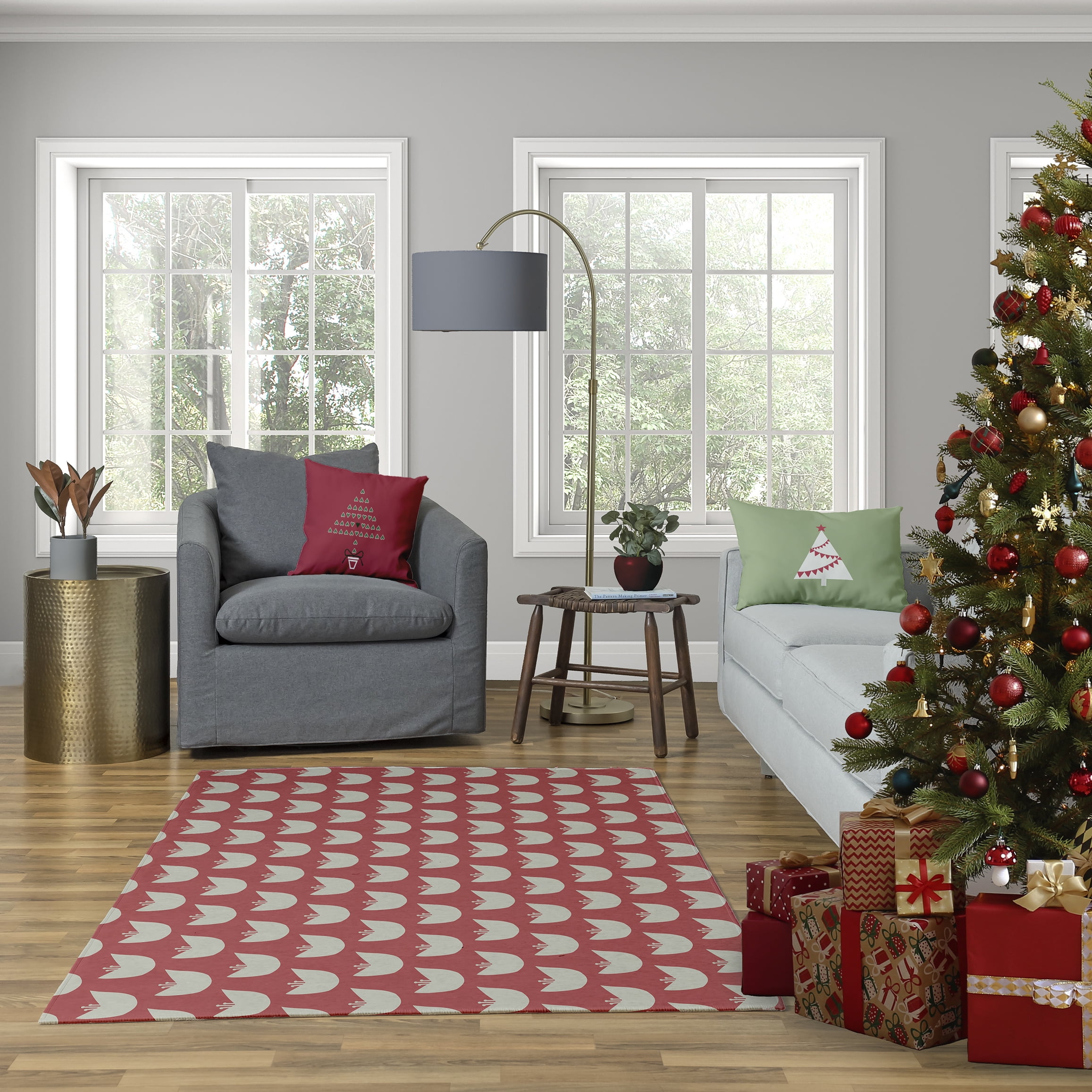 20" x 20" Simply Daisy Hearty Holidays Polyester Accent Pillow, Muted Red (1 Count)