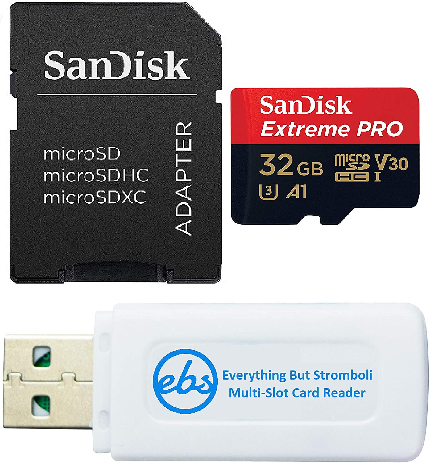 Dual SanDisk Extreme 64GB microSDXC UHS-I Memory Cards 2 Cards Bundle with High Speed Memory Card Reader & Memory Card Wallet