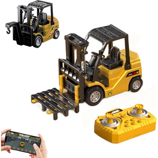 A 2-in-1 transforming lifting fork and hook, with a built-in rechargeable battery, suitable for STEM educational engineering vehicles for children aged 8-12.