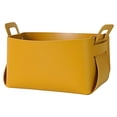 thumbnail image 1 of Yuarrent Cesta de almacenamiento, organizador plegable de cuero con asa, soporte decorativo, caja contenedora, decoración organizadora Almacenamiento y organización del hogar Amarillo S, 1 of 6