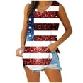 thumbnail image 2 of ZZwxWA Women's Independence Day Sleeveless Tank Camisole Tops Stars And Stripes Printing Casual V Neck Blouse Tunic American Flag 4th of July Tee Shirts White Large, 2 of 6