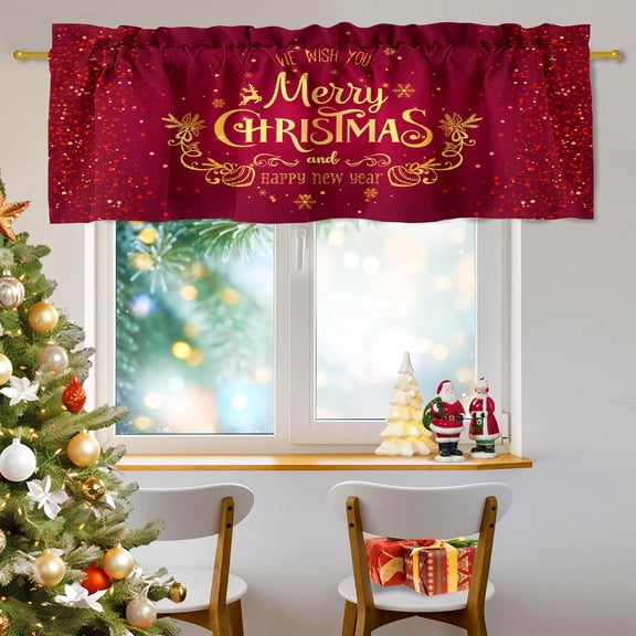 Christmas Print Curtain Valance, 52 x 18 Inch