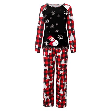 

Family Matching Outfits Christmas Deer Plaid Print Long Sleeve T Shirt Top And Pants Xmas Sleepwear Holiday Pajamas Matching Clothing Set