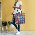 thumbnail image 4 of FORMRS Womens Canvas Tote Bag with Zipper Inner Pocket Shoulder Handbag, Colorful Checkered Daisy, 4 of 7