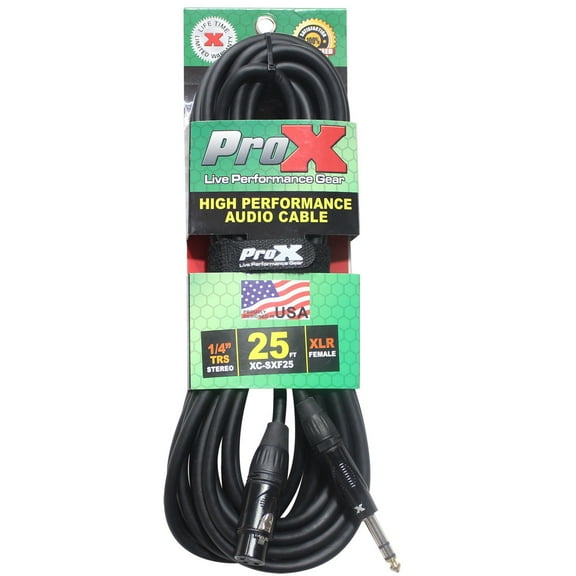 ProX XC-SXF25 25' 1/4" TRS-M to XLR3-F Balanced High Performance Audio Cable