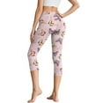 thumbnail image 2 of SCRAWLGOD Butterfly Beige Pink Women's Capri Leggings, Comfy Athletic Yoga Pants Leggings with Pockets, High Waisted Buttery Soft Women's Leggings for Workout, XXL, 2 of 7