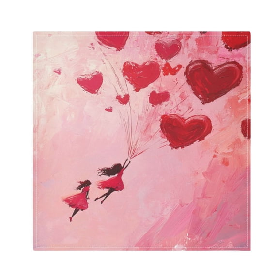 WOBOGO Release Red Heart Balloon Cloth Napkins 1 Piece Soft Elegant Touch Durable Absorbent Quick Drying for Elegant Dining