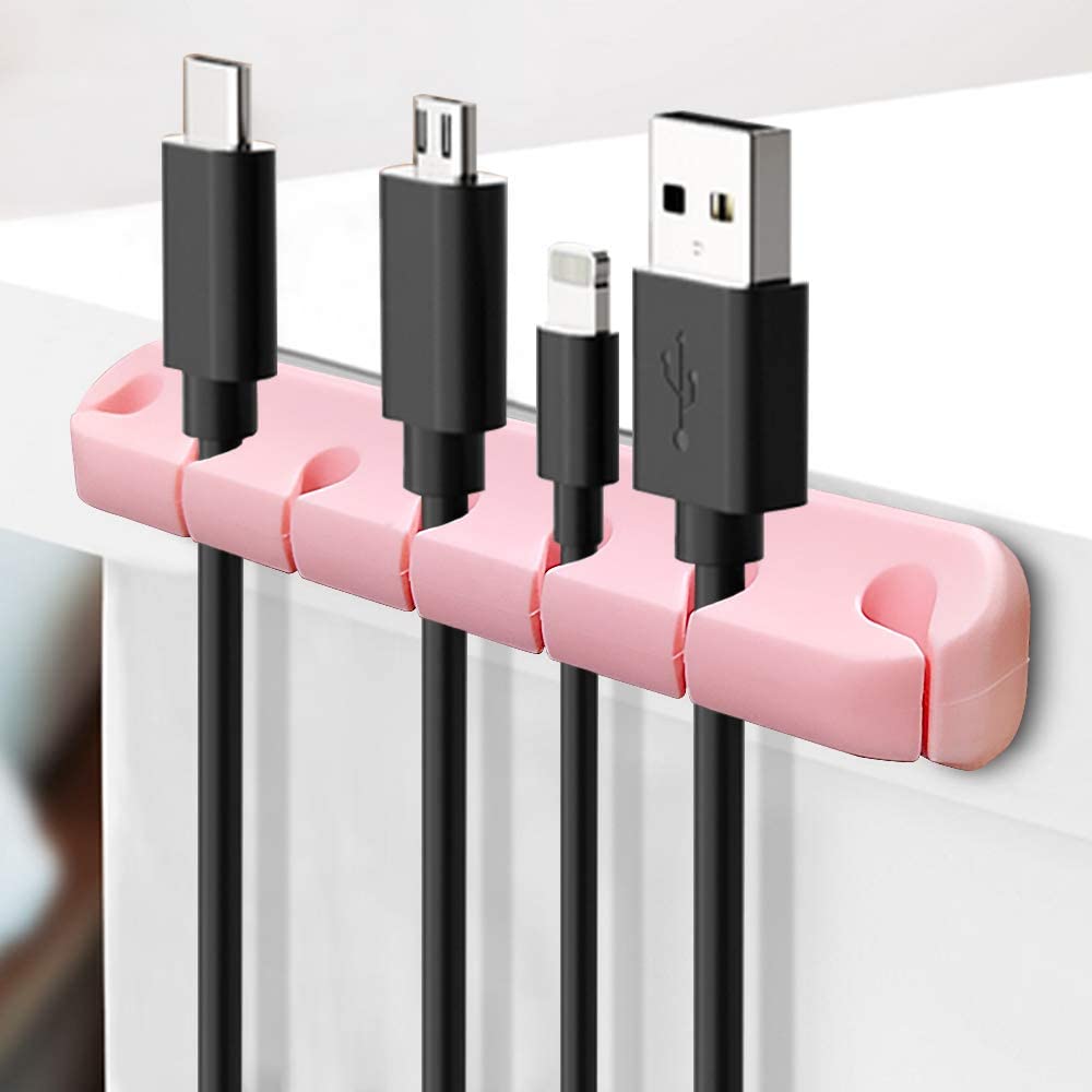 2 Pack Cable Holder Clips, Cable Management Cord Organizer USB Charging Clips Silicone Self