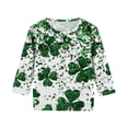 thumbnail image 6 of Girls St Patricks Day Shirt Long Sleeve Shamrock Print Green Top Holiday Festival Outfit Soft Cotton Tee,Size 4 T, 6 of 6