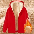thumbnail image 3 of Dyfzdhu Fleece Jackets for Women Long Sleeve Zip Up Hoodie Winter Thermal Sherpa Lined Hooded Sweatshirt Coat with Pocket Red, 3 of 3