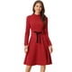 thumbnail image 1 of Vestido elegante de manga larga con cuello simulado tejido debajo de la rodilla para mujer Rojo XL, 1 of 6