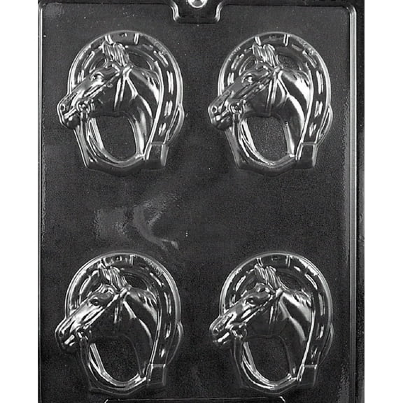 Grandmama's Goodies A131 Horseshoe w/ Horse Chocolate Candy Soap Mold with Exclusive Molding Instructions