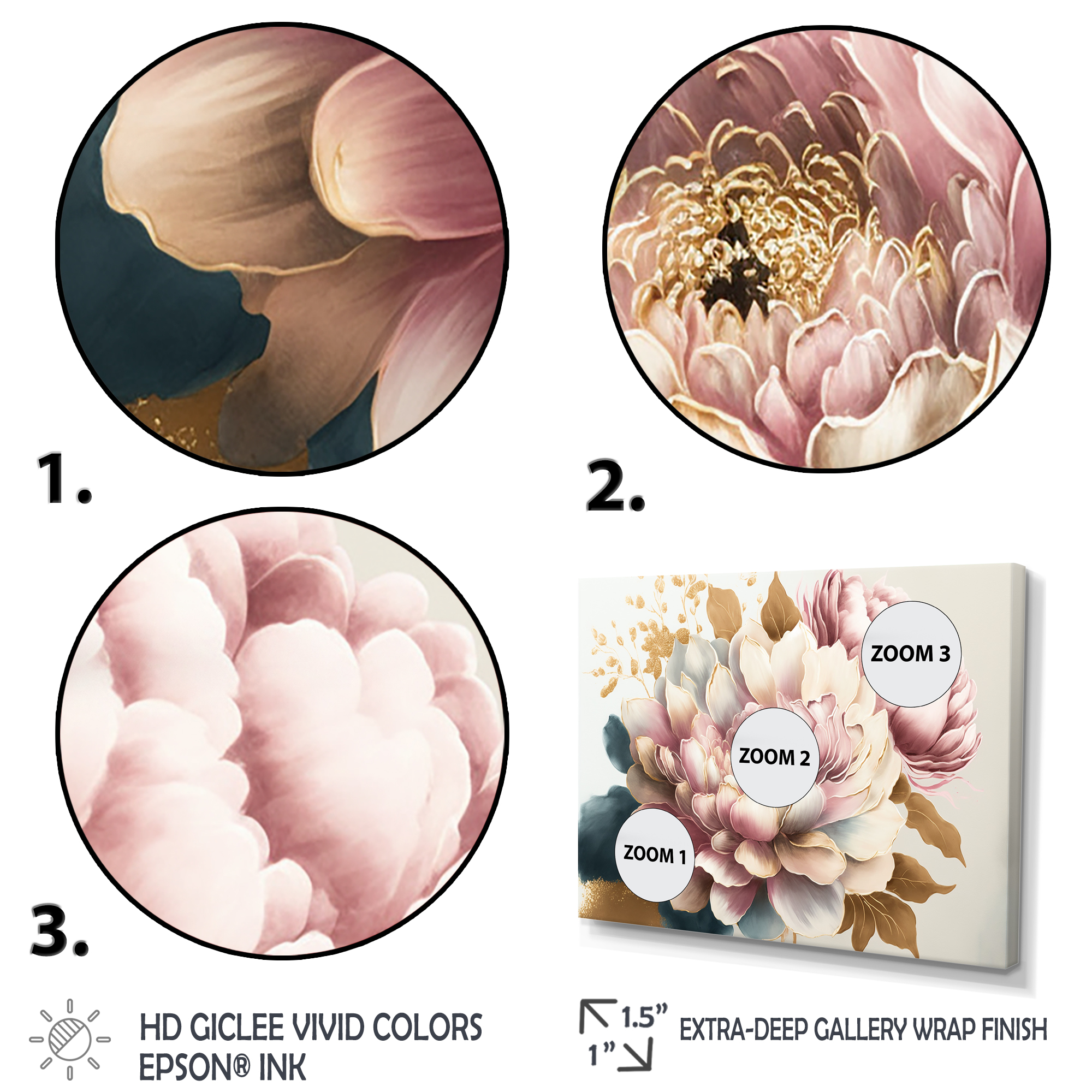 Designart Pink And Gold Dahlia Flower Canvas Wall Art