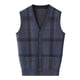 thumbnail image 3 of Chaleco Jacquard para hombres de mediana edad y mayores, chaleco tipo cárdigan suelto con cuello en V de punto de otoño e invierno de talla grande, 3 of 6