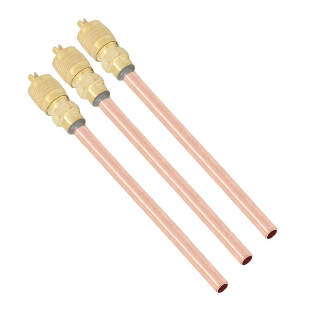 Air Conditioner Service Valve, Charge Needle Valve 10PCS Threaded Connector Brass Rugged User Friendly for Refrigerated Truck